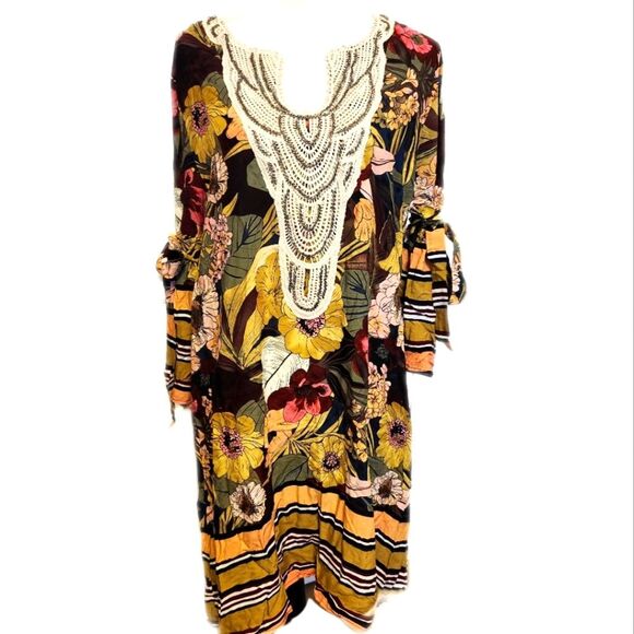 Coco + Carmen NWT v-neck deep floral swim cover up/ mini dress, L/XL - Picture 2 of 13
